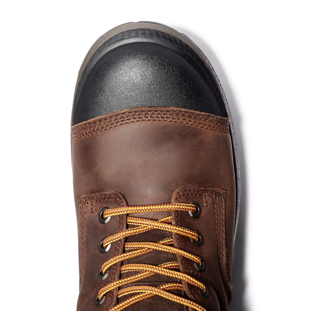 Timberland Μποτακια Εργασίας Ανδρικα Καφε/Μαυρα - Pro® Endurance Hd 8\" Comp Toe - Greece 4136075-OM